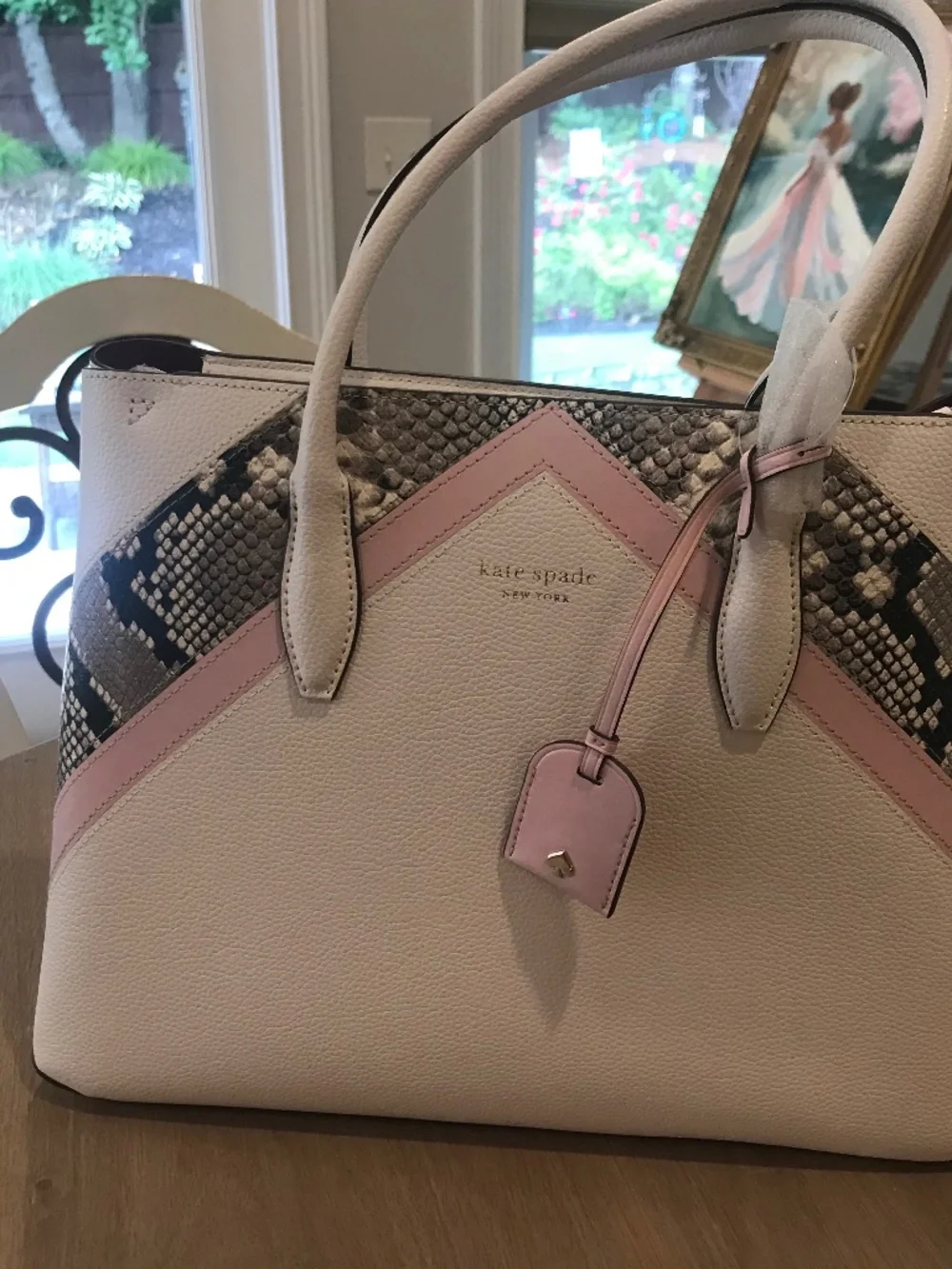 Kate Spade Eva Chevron Medium zip satchel NEW